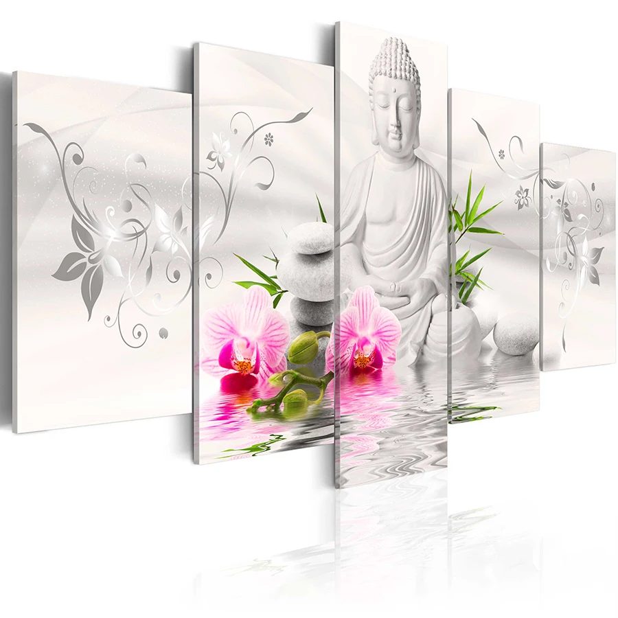 2019-leinwand-Drucken-Moderne-Mode-Wand-Kunst-der-Wei-e-Stein-Orchidee-Blume-Buddha-f-r (2)