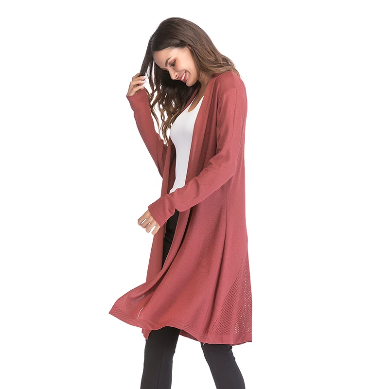 Casual Knitted Hollow Out Autumn Long Cardigan Women Sleeve Sweater Maxi Overcoat Streetwear Casaco Feminino Cape |