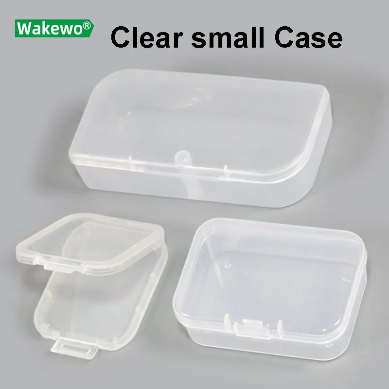 WAKEWO small Clear transparent box memory TF micro SD card case sim card adapter earphone collection box storage