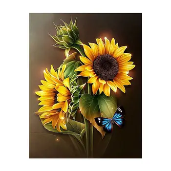 

New 5D Diy Diamond Painting Full Round Rhinestone "Sunflower Flower"Embroidery Cross Stitch Gift Home Decor Gift