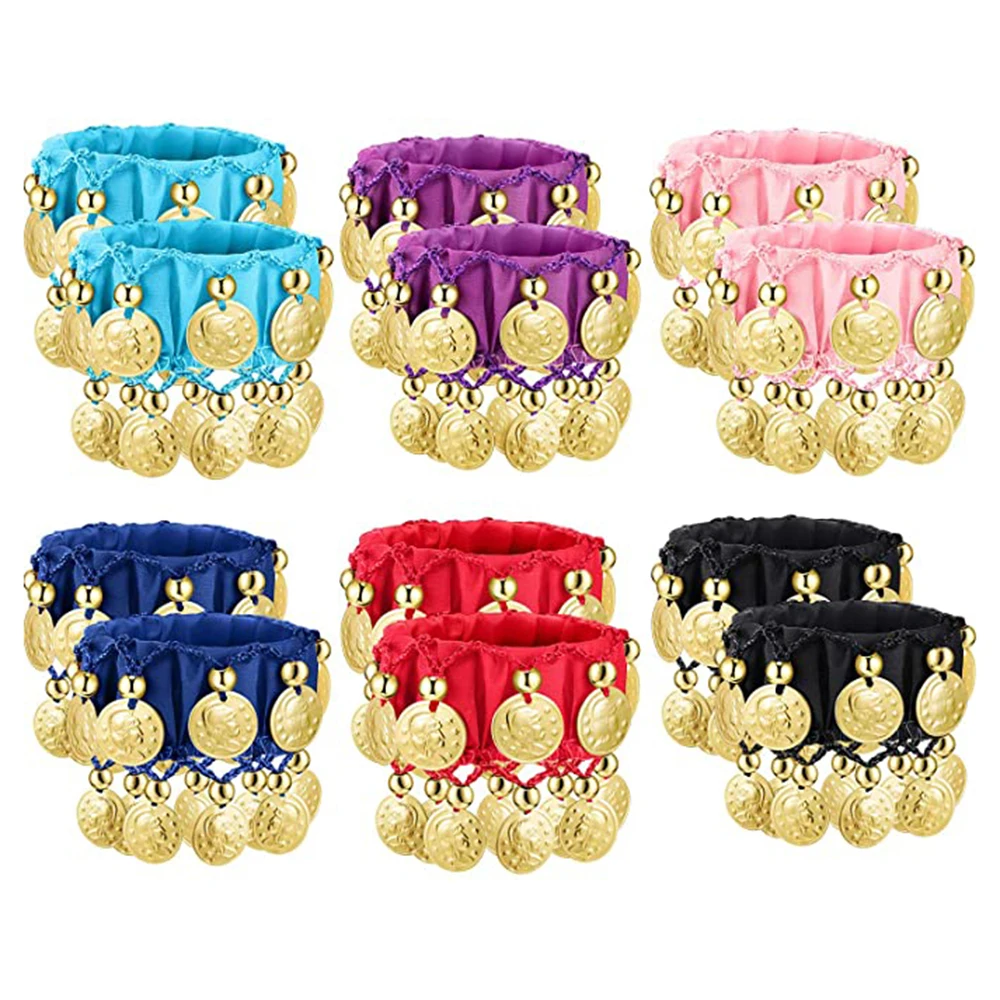 Belly Dance Wrist Ankle Cuffs Bracelet metal bracelet Chiffon Gold Coin Costume Accessory Valentine's Day Gift For Women Girl