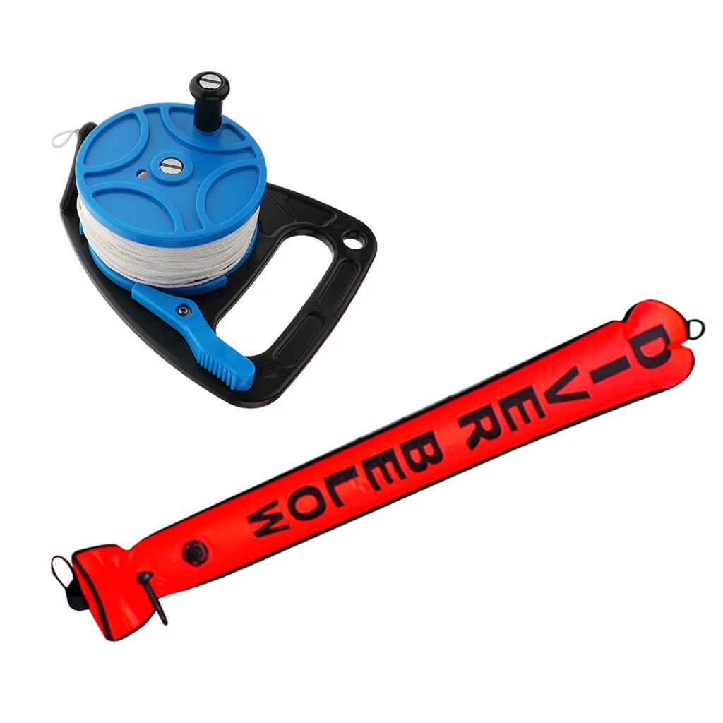 Premium 4FT Surface Marker Buoy SMB Signal Tube with Dive Cave Reel for Underwater Scuba Diving Snorkeling