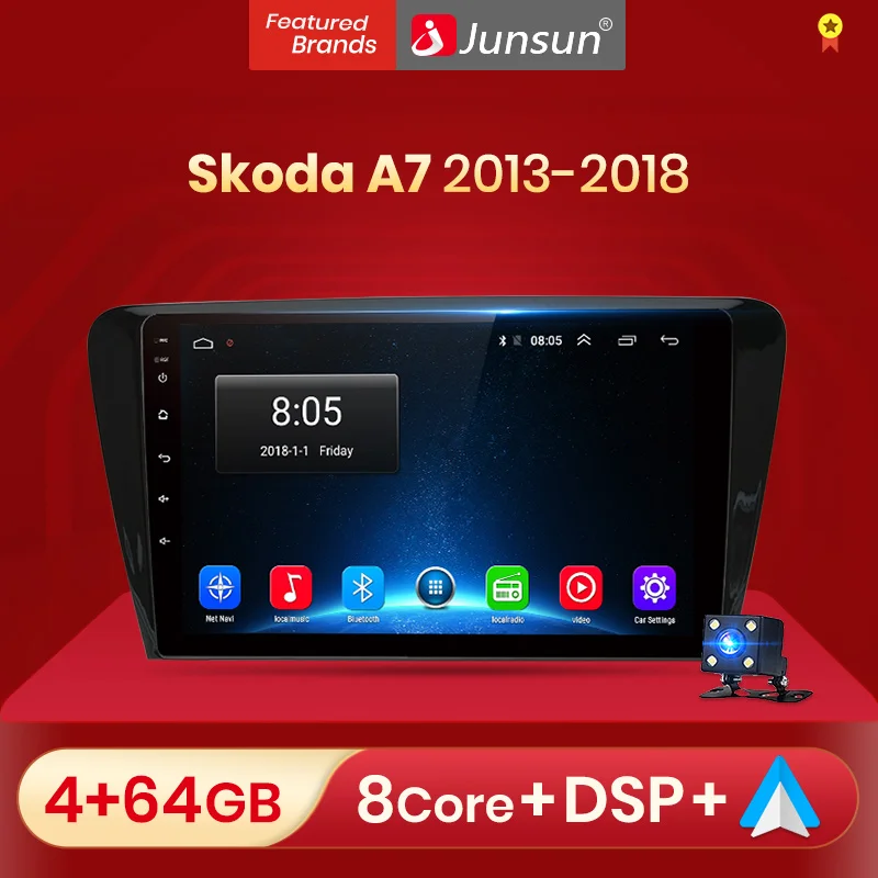Junsun V1pro AI Voice 2din магнитола андроид for SKODA Octavia A7 2013-2018 автомагнитола Аудио для авто GPS