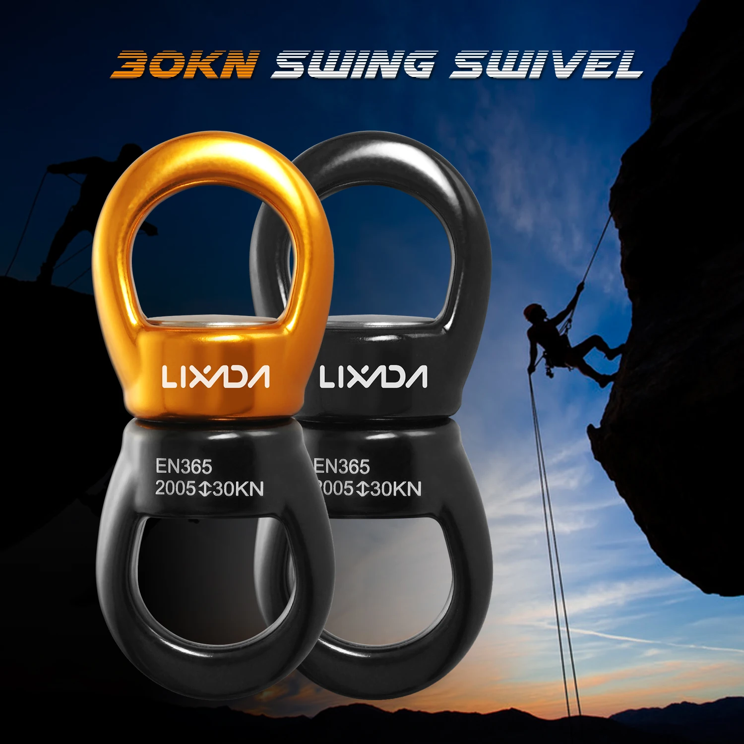 Lixada Swing Swivel 30kN Safety Rotational Device Spinner Carabiner Climbing Rope Swivels for Setting Hammock | Спорт и развлечения