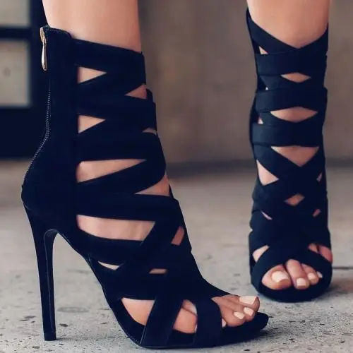 Women Heeled Sandals stretchy Bandage Ankle Strap Pumps Super High Heels stiletto Heels Lady Shoes 2