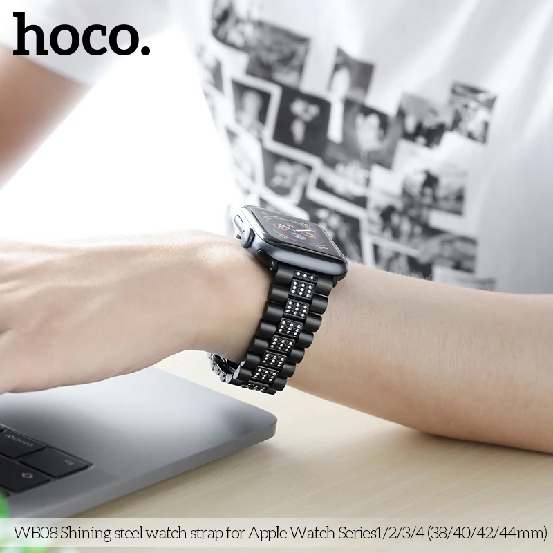 HOCO Bling Diamond ремешок из нержавеющей стали для Apple Watch Series 1 2 3 4 ремешок заменить ремешок для iWatch 42 мм 44 мм 38 мм 40 мм