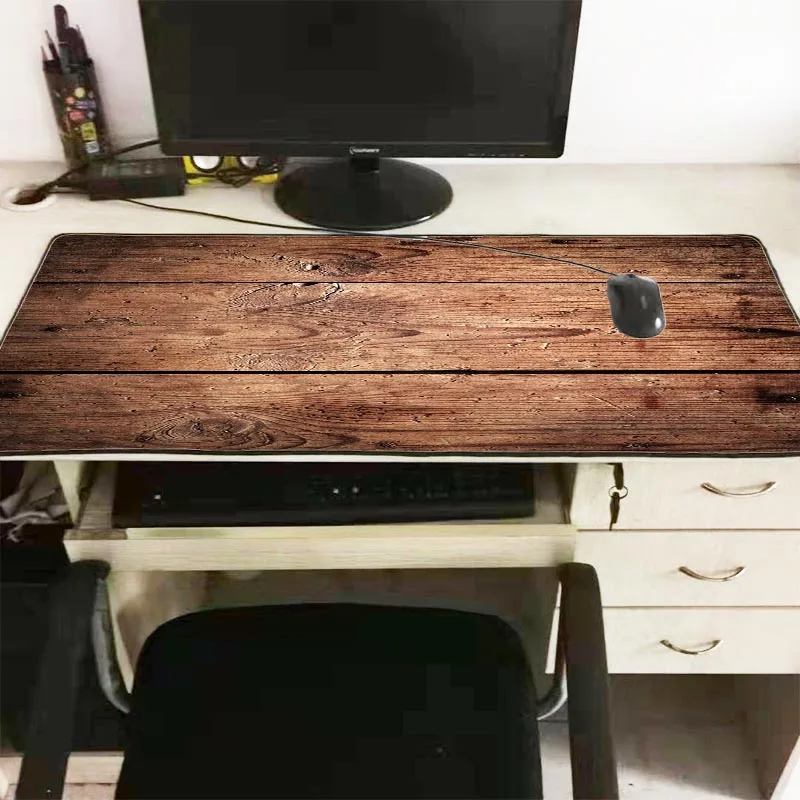 Mairuige Fashion Brown Wood Grain Laptop Gaming Large Locking Edge Mousepad BIG SIZE Rubber Game Mouse Pad for CSGO DOTA Gamer