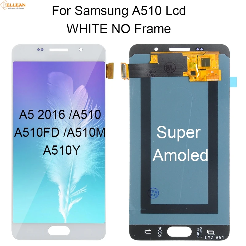 Акция Catteny для samsung Galaxy A5 ЖК-дисплей A510 lcd кодирующий преобразователь сенсорного экрана в сборе A510F A510M дисплей с рамкой - Цвет: Super Amoled White