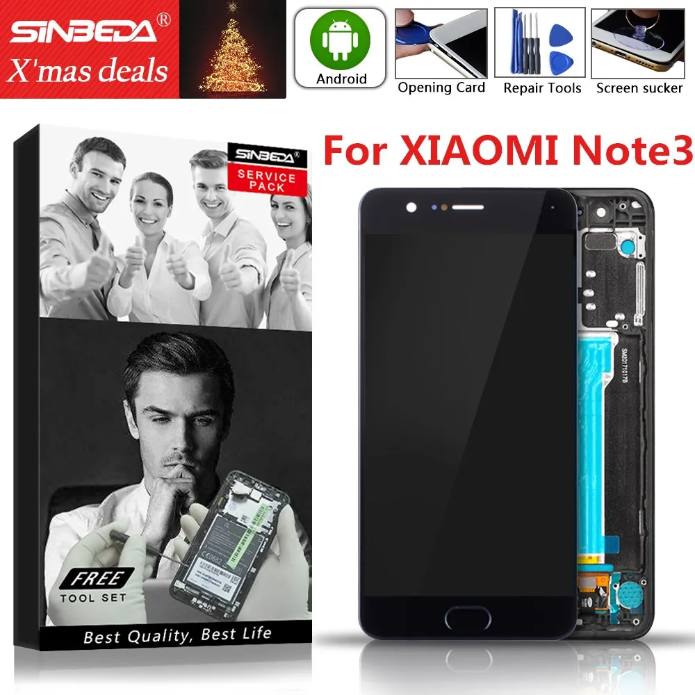 

Sinbeda 5.5" For XIAOMI Mi Note3 LCD Display Touch Screen Digitizer with Frame Assemble For XIAOMI Mi Note 3 Display Fingerprint