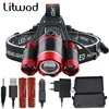 Litwod-linterna frontal 2303REZ70 XM-L T6, 3 Led, recargable con enfoque, batería de 18650 ► Foto 1/6