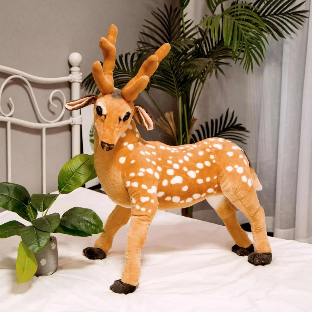 Hot 34 80cm Cute Simulated Sika Deer Plush Toys for Children Real Life Giraffe Animal Stuffed 1