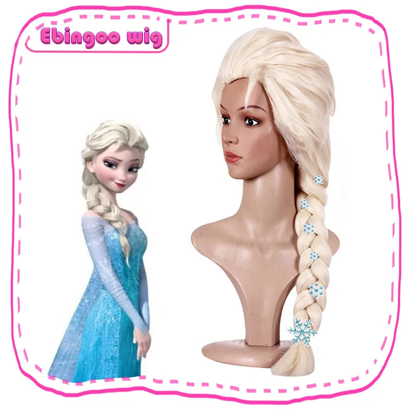 Elsa with hairpins Ebingoo Мерида парик Оранжевый парик Тинкер Белл Принцесса Белль Ариэль парик Рапунцель коричневый красный блонд длинный Синтетический Косплей женский парик - Цвет: Elsa with hairpins