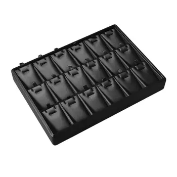

Lady Leather 18/24 Slots Jewelry Display Tray Necklace Holder Pendant Storage Box Earring Case Organizer Showcase Black 18slots