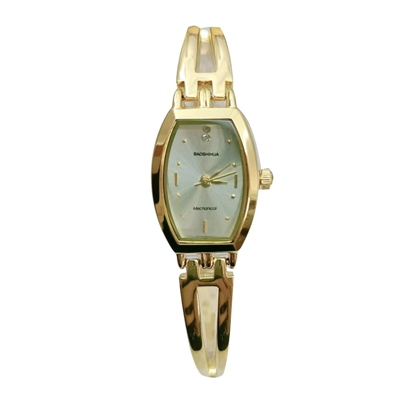 Завод Shanghai watch factory драгоценный камень позолоченный механизм кварцевые часы