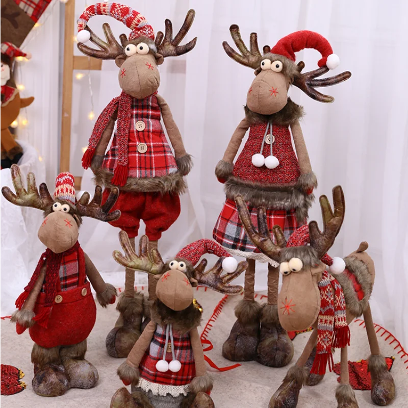 

Reindeer Doll Christmas Decoration Retractable Xmas New Standing Year Elk Toys Kid Xmas Tree Ornaments Deer Navidad 2022 Gift