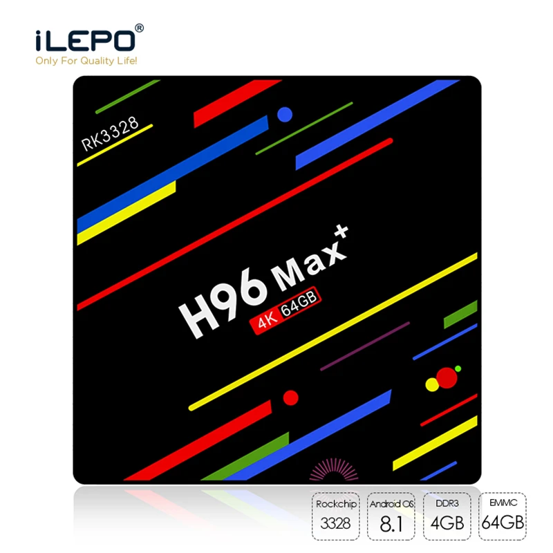 ILEPO H96 MAX Plus Android 8.1 Smart TV Box RK3328 Quad Core RAM 4GB ROM 32/64GB 2.4/5GHz Wifi 100M LAN Arabic Iptv Htv