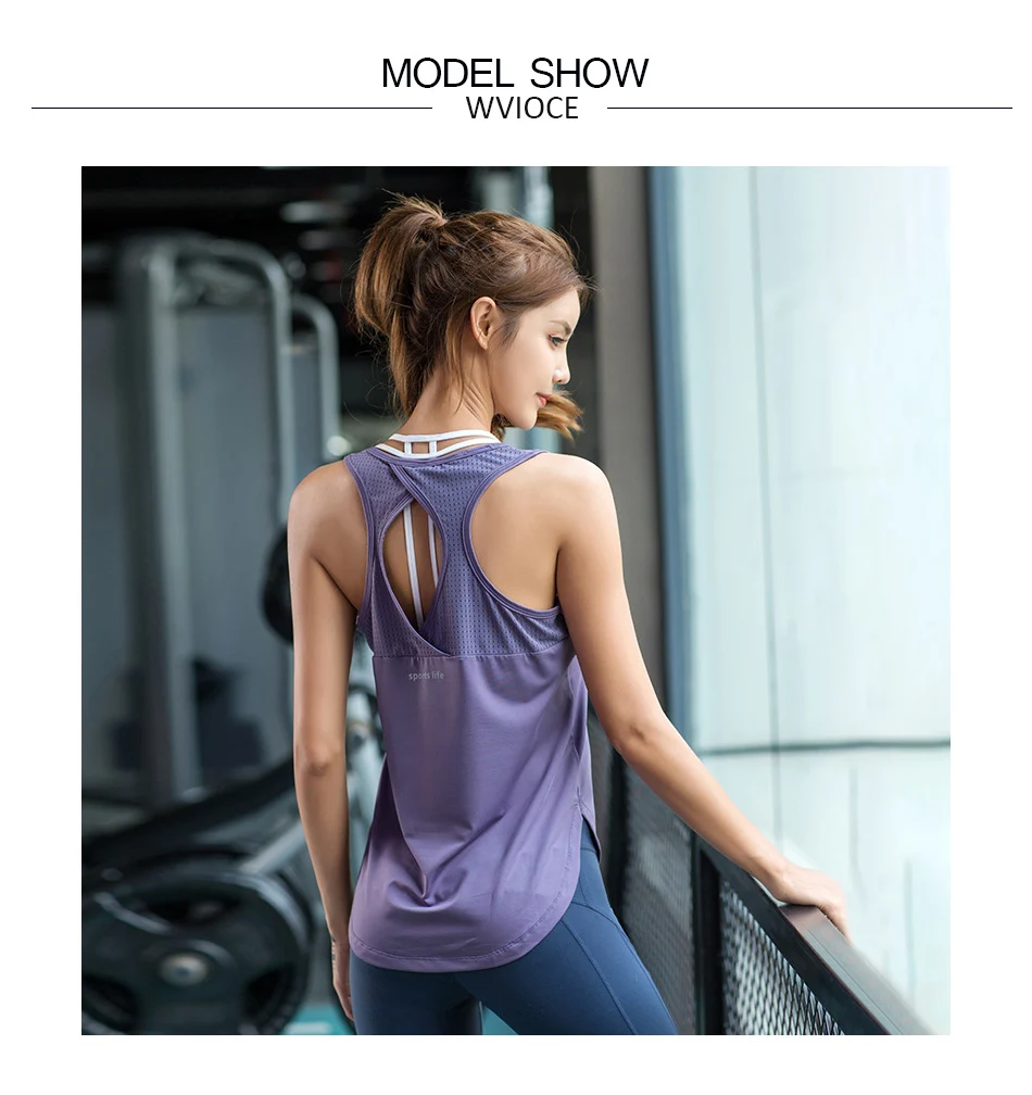 Sleeveless Women Gym Shirts Mesh Back Holllow Yoga shirts Sport T Shirts Quick Dry Breathable Yoga Top Running Clothes For Women