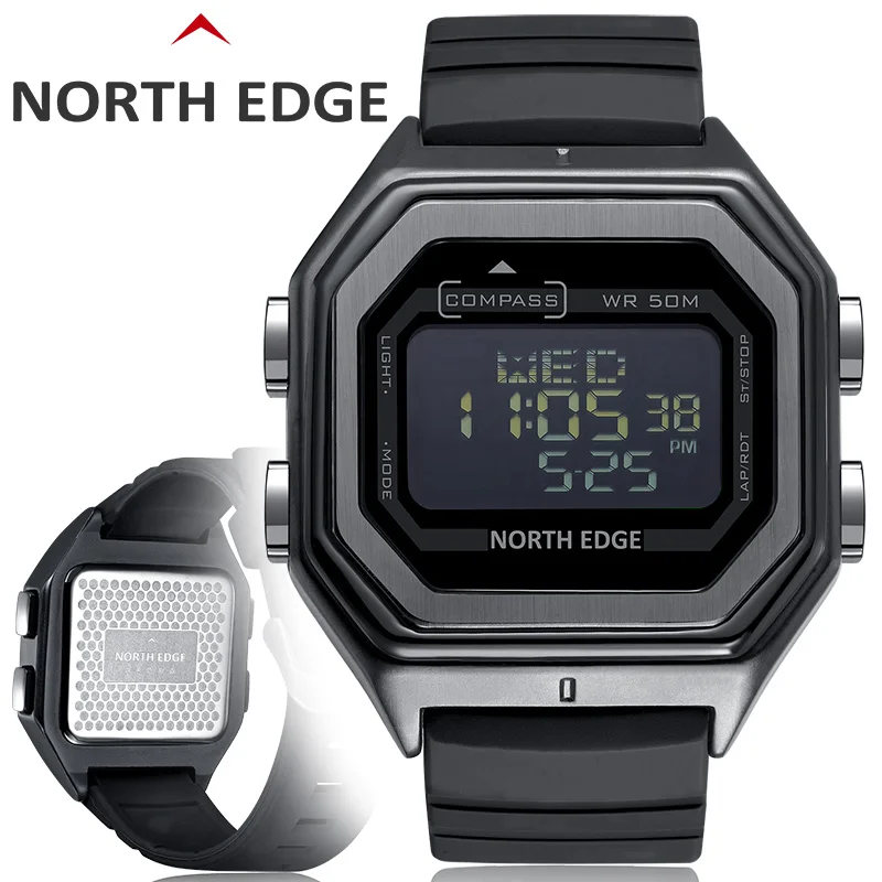 Часы NORTH EDGE мужские цифровые спортивные в стиле милитари водонепроницаемые до 50 м