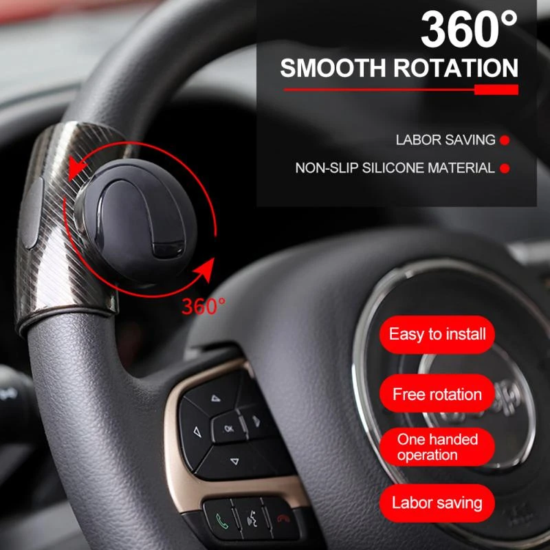 Silicone Power Handle Ball Universal Vehicle Steering Wheel Suicide Spinner,Fast Installation No Tools Required Steering Wheel Knob Spinner Black