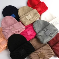 For Women Winter Hats  Wool Blended Knit Wool Smiling Face Couple Cap Lady Thread Knitted Beanie Chapeau Femme 2021