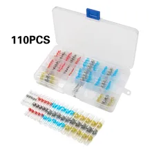 

110Pcs Assorted Heat Shrink Butt Wire Connectors Terminals Insulated Waterproof Kit wire connector wire butt connector