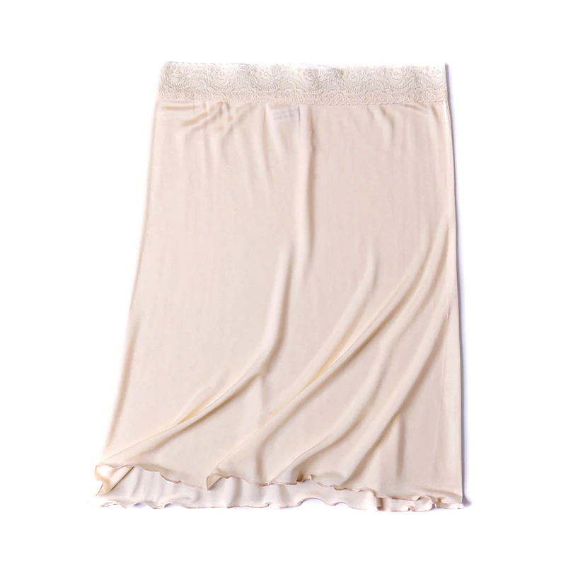 Half Slips for Women Underskirt 25% Mulberry Silk Short Mini Skirt with Floral Lace Waistband M-XXL