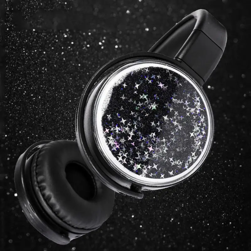 Girls Cat Ear Headset Quicksand Decor Music Sports Headphones for Kids Gifts
