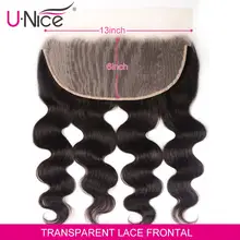 Волосы UNICE 13*6 прозрачное кружево фронтальная волна тела 8-18 дюймов от уха до уха свободная часть предварительно сорванные бразильские человеческие волосы remy