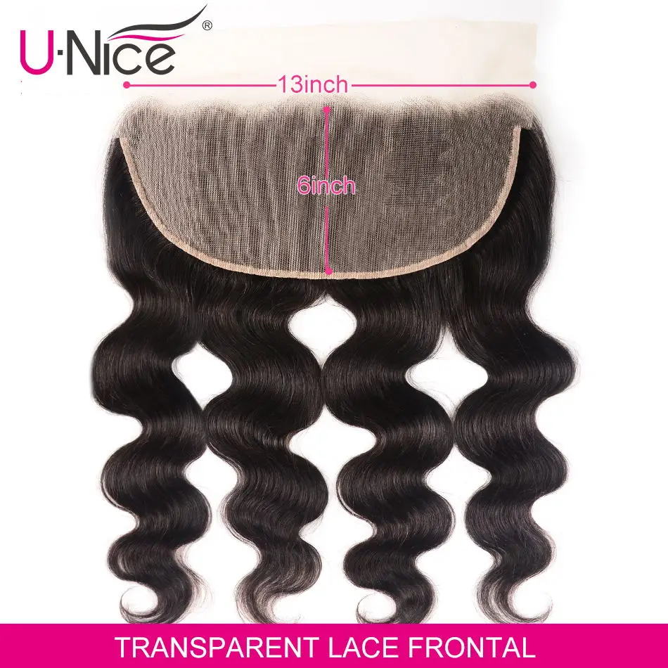 

Unice Hair 13*6 Transparent Lace Frontal Body Wave 8-18 Inch Ear To Ear Free Part Pre Plucked Brazilian Human Hair Remy Hair