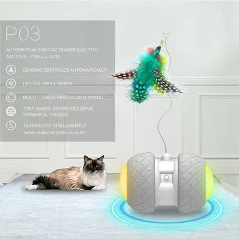 

New LED Electronic Pet Cat Toy Smart Automatic Sensing Obstacles Wheel Rechargeable Flash Rolling Colorful Light
