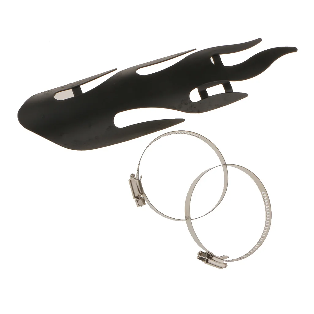 Plating Chrome Motorcycle Flame Exhaust Pipe Heat Shield Cover Guard Black