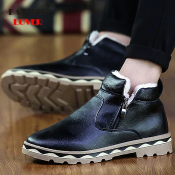 

Man Shoes 2019 Winter Men Boots Winter Zipper Ankle Boots Males Warm Fur Snow Boots For Men Shoes Mens Winter Fleece Sneakers