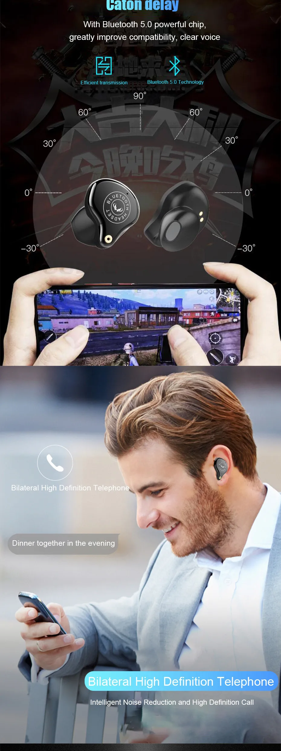 VOULAO Bluetooth наушники 5,0 9D стерео беспроводные наушники сенсорное управление водонепроницаемые беспроводные наушники с 3600 мАч внешним аккумулятором
