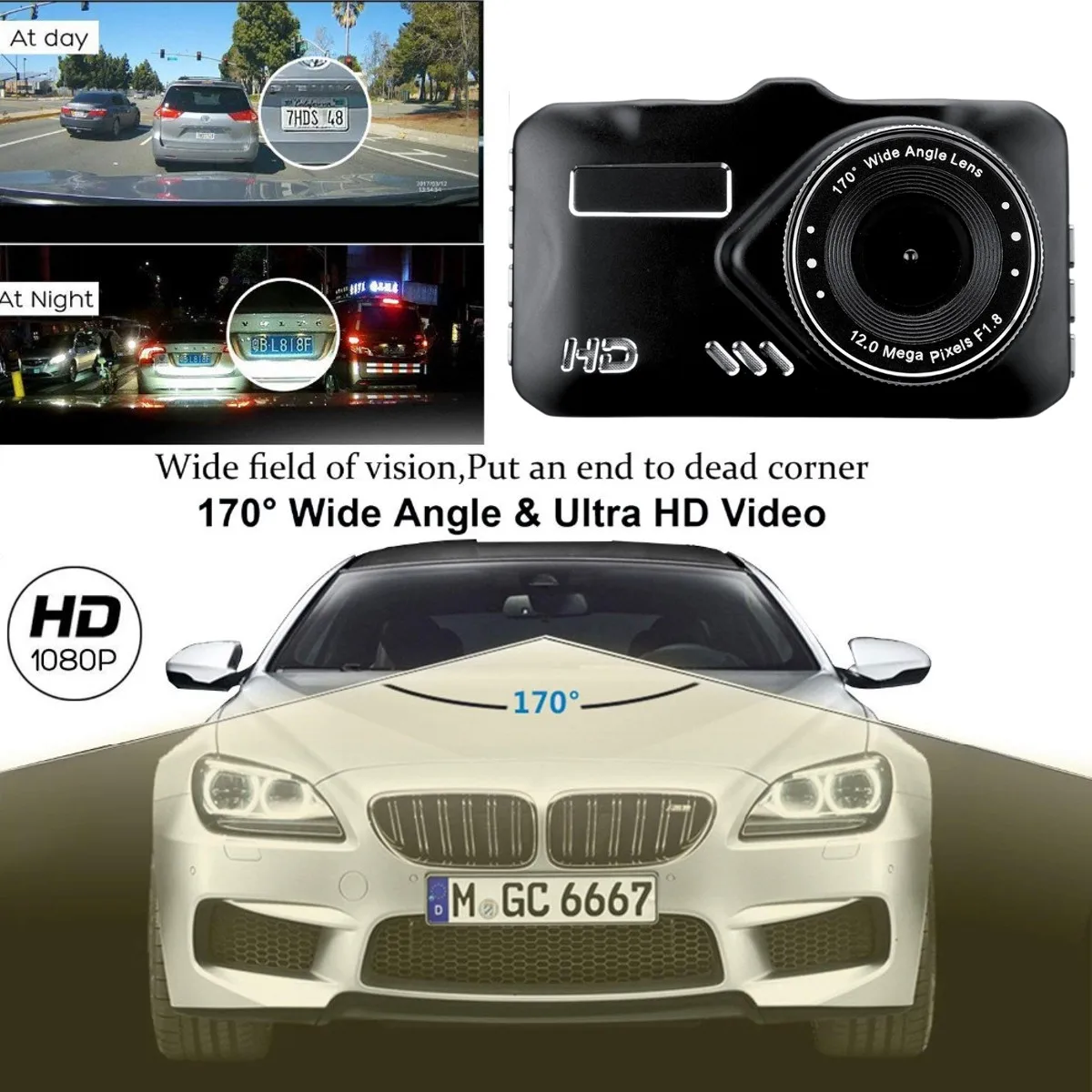 720P 1080P 170 градусов уровень широкий угол два объектива вождения цифровой видеорегистратор для автомобиля Dash Cam g-сенсор и видеокамера ночного видения