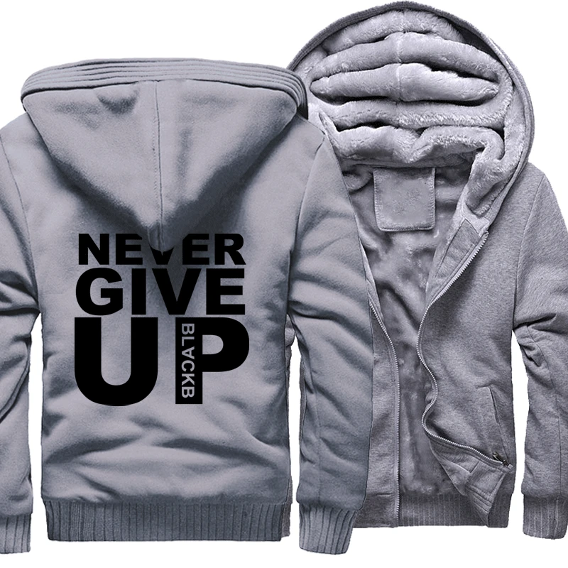 NEVER GIVE UP Мужские толстовки с буквенным принтом горячая Распродажа зимняя мужская спортивная одежда уличная куртка спортивный костюм в стиле хип-хоп Мужская верхняя одежда