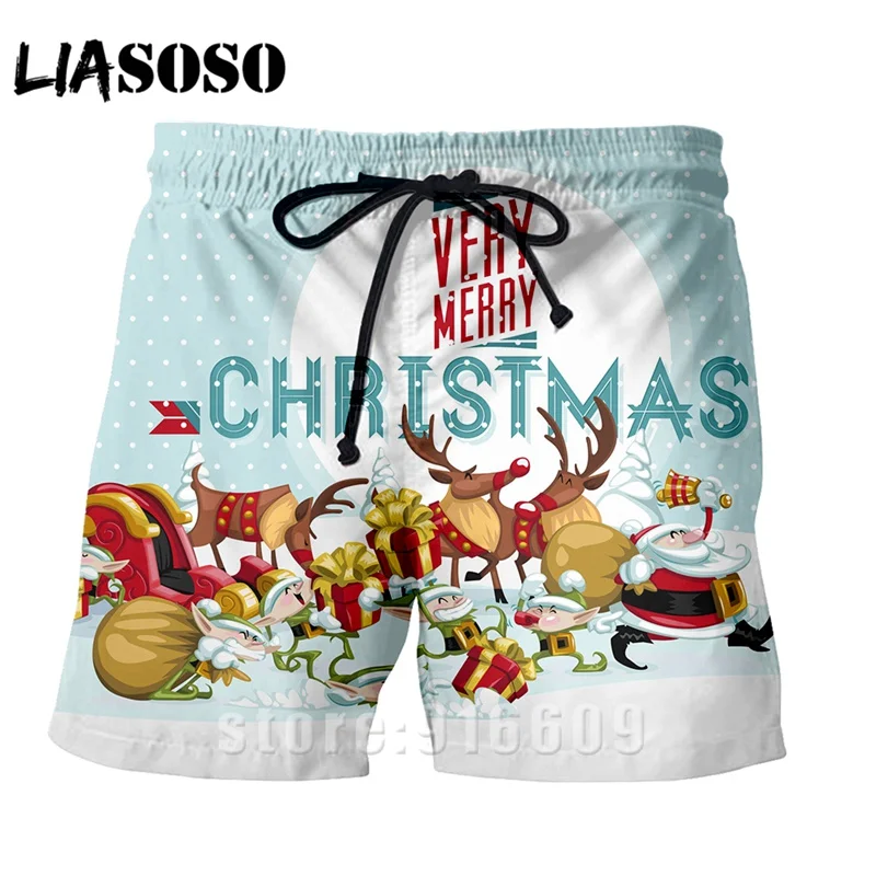 Модные рождественские короткие штаны, Повседневная Уличная одежда, рождественские мужские и женские Харадзюку рок трусы, пляжные тренировочные брюки, шорты для косплея Санта Клауса - Цвет: 12