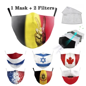 

Masks Fabric Adult Protective PM2.5 Reusable Filter Mask Proof Washable Cottom Mask Italy Spain Flag Print Mask Camouflage Face