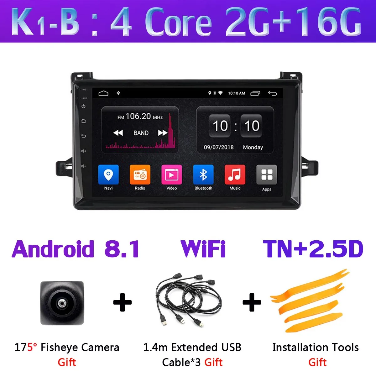 360 ° камера Android 9,0 4G ram+ 64G rom автомобильный DVD мультимедиа для Toyota Prius gps Радио DSP CarPlay головное устройство - Цвет: K1-B