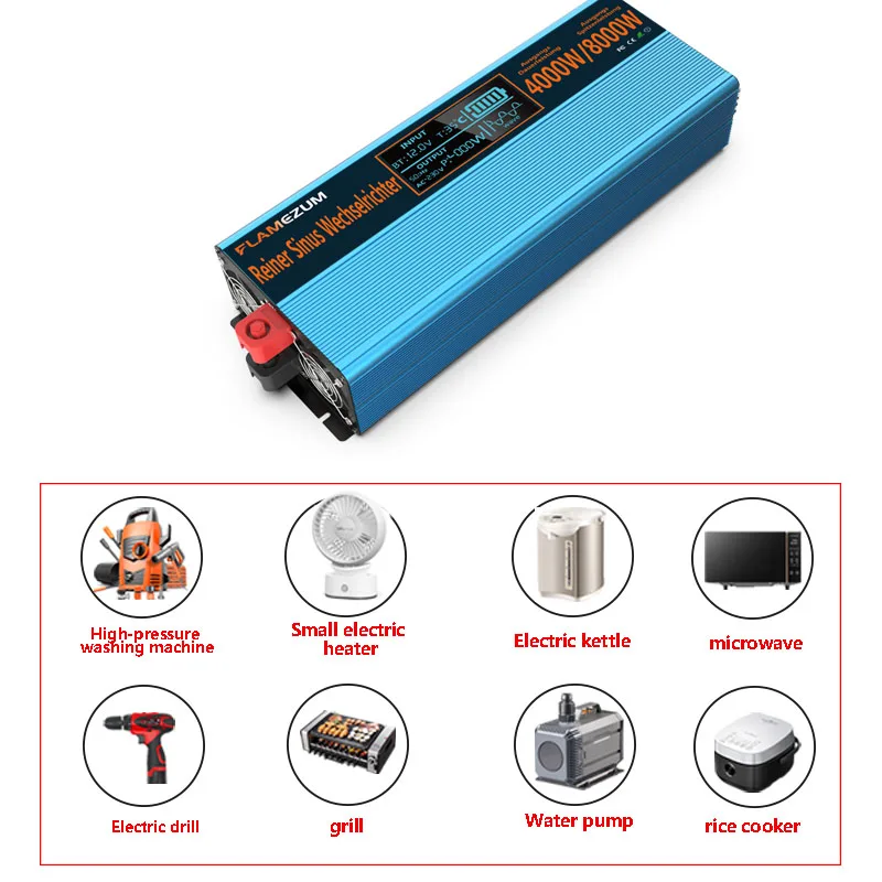 Чистая синусоида Инвертор 8000W 6000W 5000W 4000W 3000W 2000W DC12V 24V постоянного тока до AC120V 230V &
