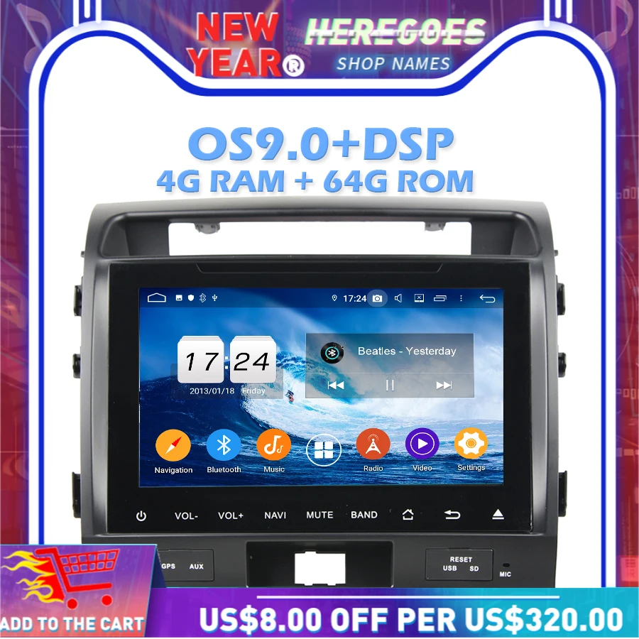 IPS DSP Android 10 0 4 Гб RAM 64 ROM автомобильный dvd плеер Wifi 4G Bluetooth RDS радио GPS карта для Toyota land