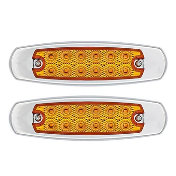 

2Pcs Truck Trailer Side Light 12LED Plastic Plating Car Side Light Amber Highlight LED Headlight