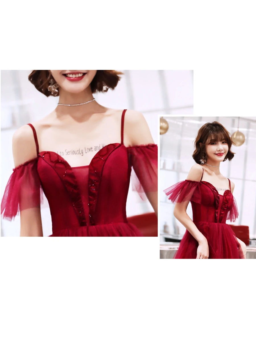 Это Yiiya выпускное платье цвета Бургунди милое платье на бретельках vestidos de gala элегантного размера плюс длина чай женское торжественное платье E1282