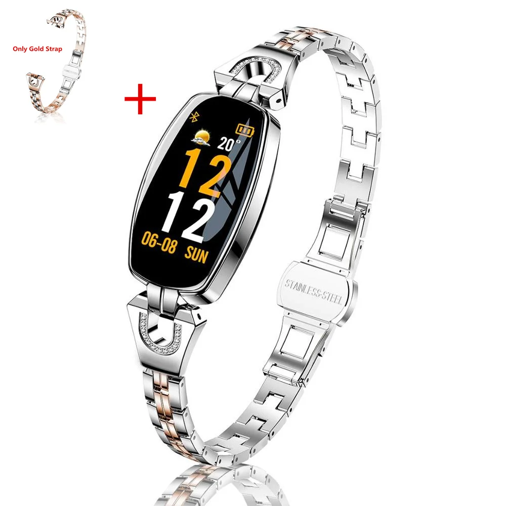 SL add gold strap H8 смарт-браслет для женщин фитнес-трекер для леди монитор сердечного ритма кровяное давление шаг умный Браслет IP67 Waerproof браслет для девочек - Цвет: SL add gold strap
