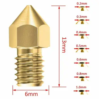 

22PCS Nozzles For 3D Printer Extruder Print Head 0.2/0.3/0.4/0.5/0.6/0.8/1.0 mm Made of brass, it is more durable and compact.