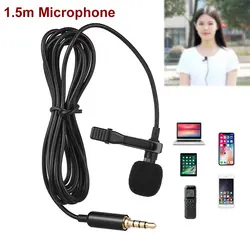 Микрофон-петличка 3,5 мм TRRS мини-зажим с нагрудным кабелем 1,5 м микрофонный воротник для iPhone Xiaomi PC ноутбук микрофон для смартфона