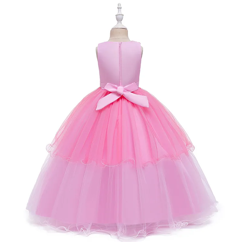 Детские вечерние бальные платья с цветочной аппликацией для девочек; элегантное детское платье принцессы для девочек на свадьбу; платье для первого причастия