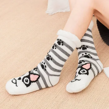 

Winter Long Thicken Fleece Lined Socks Women Soft Warm Cozy Fuzzy Slipper Socks Cute Cartoon FEA889