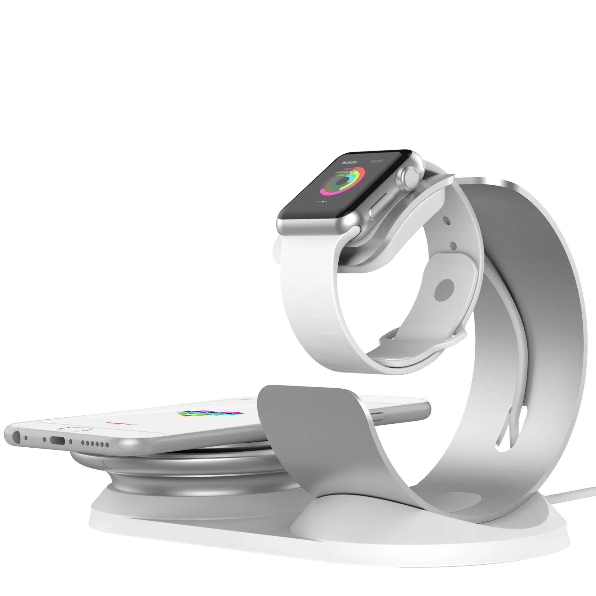 

Suitable for iPhone Wireless Charger Watch Suitable for APPLE Watch Desktop Stand Aluminum Alloy Base Plate