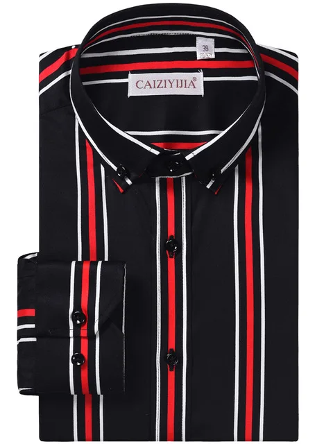 Caiziyijia размер 38-44 полосатая рубашка с длинными рукавами Мужская мода Camisa Masculina высококачественная повседневная рубашка брендовая одежда Большие размеры - Цвет: CZYJ6508C