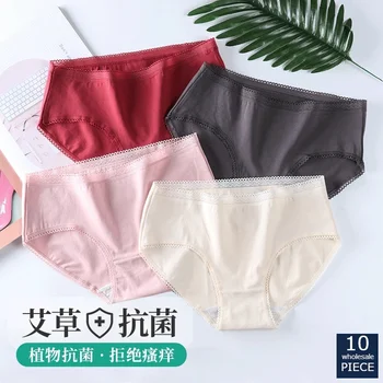 

10 PCS/Set Wholesale Cotton Underwear Women Panties Comfort Underpants Floral Lace Briefs Pantys Intimates L XL 2XL GM F2218#